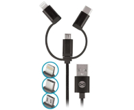 FOREVER USB - micro-USB/Lightning/USB-C 1M, czarny - 1390256 - zdjęcie 1